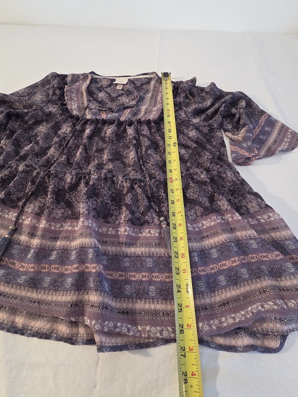 Knox Rose Boho Purple Paisley Print Tunic. Size XL - Picture 5 of 8